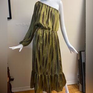 MICHAEL Michael Kors Olive Green One-Shoulder Maxi Dress